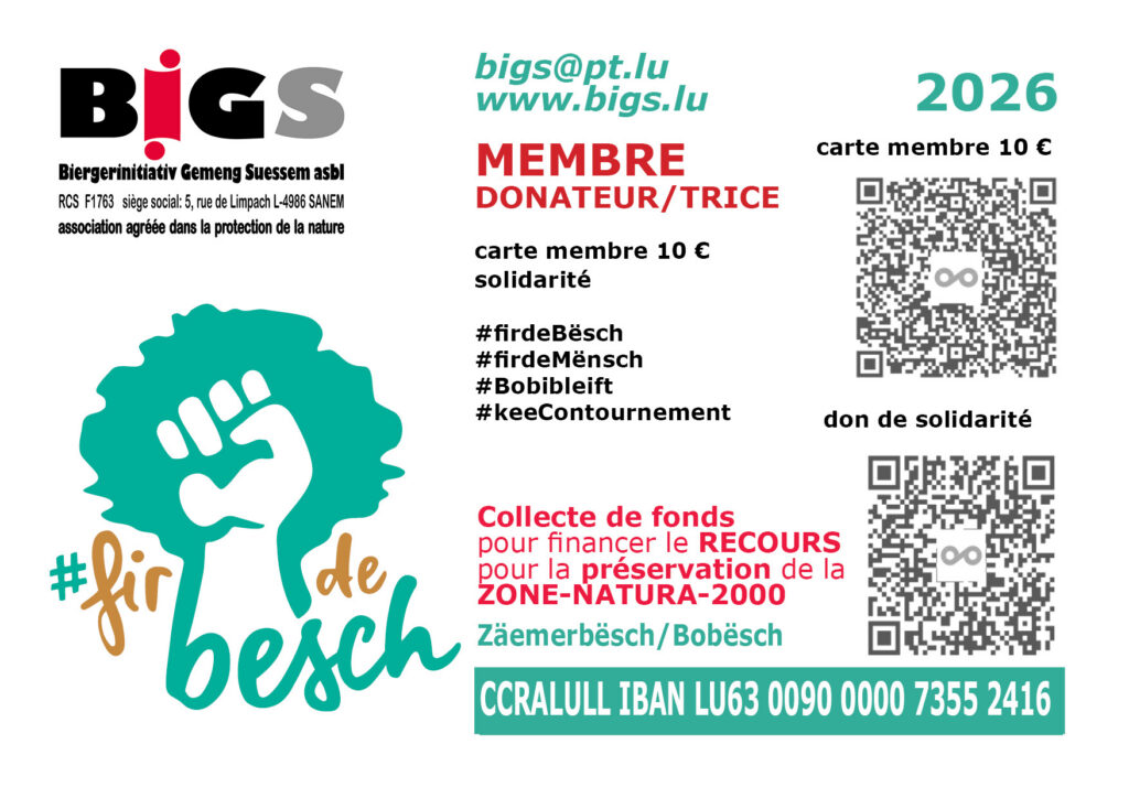 BIGS – Biergerinitiativ Gemeng Suessem asbl – association agréée dans la protection de la nature