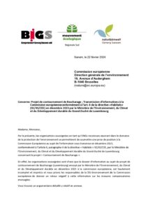 Lettre à la DG Environnement UE – Contournement Bascharage